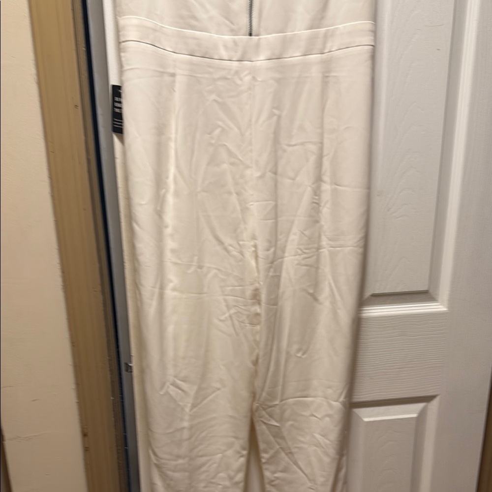 Express White Tailored Jumpsuit with V-Neck - Picture 3 of 6